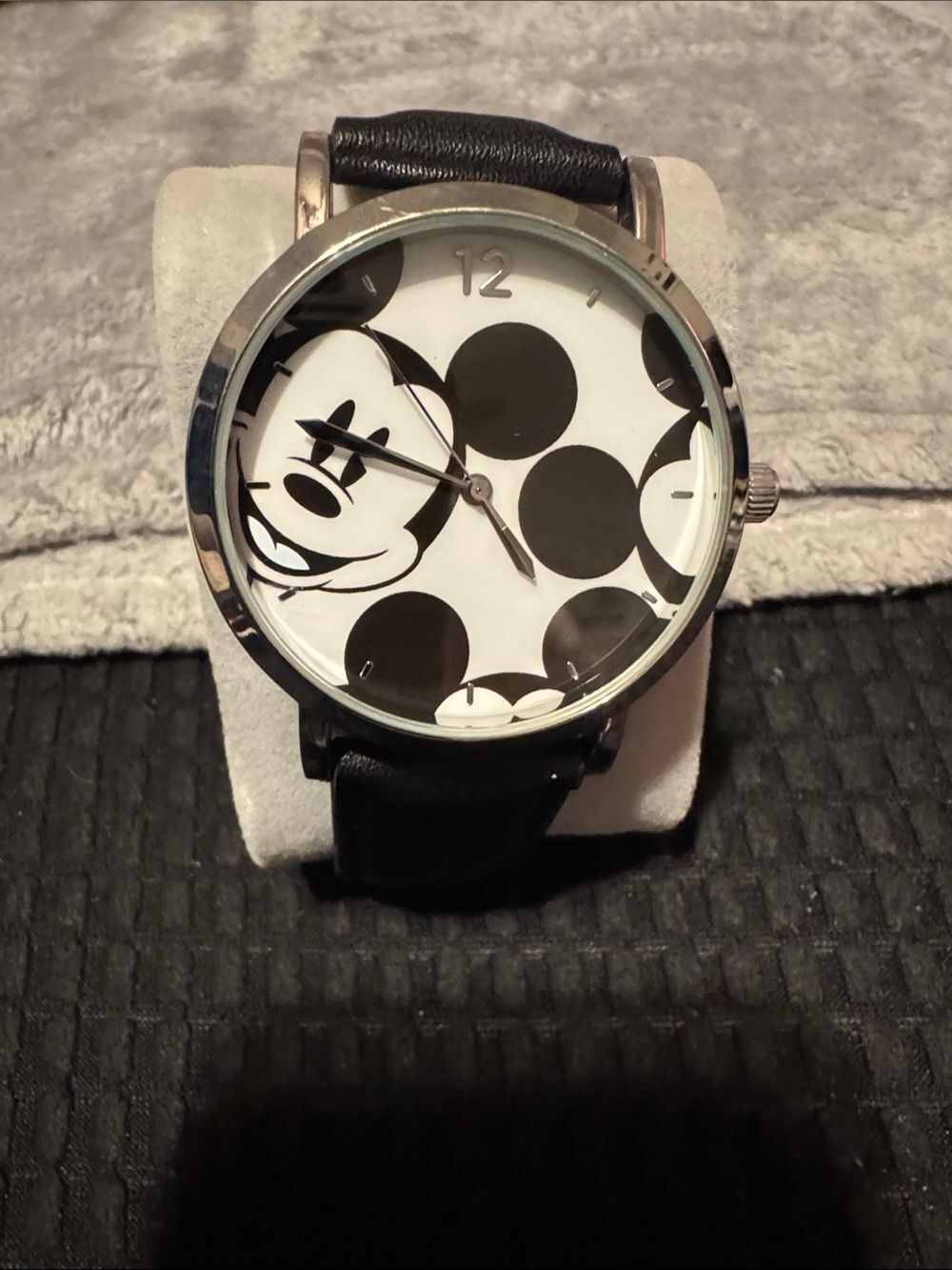 Disney Black & White Character Face Watch with Leather Strap